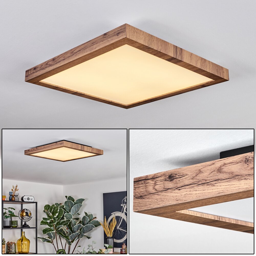 Salmi Taklampa, Panel LED träoptik, Svart, 1-ljuskällor main product photo
