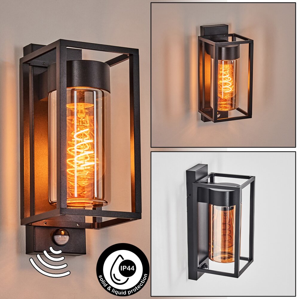 Boucinho vägglampa utomhus Svart, 1-ljuskällor, Rörelsedetektor main product photo