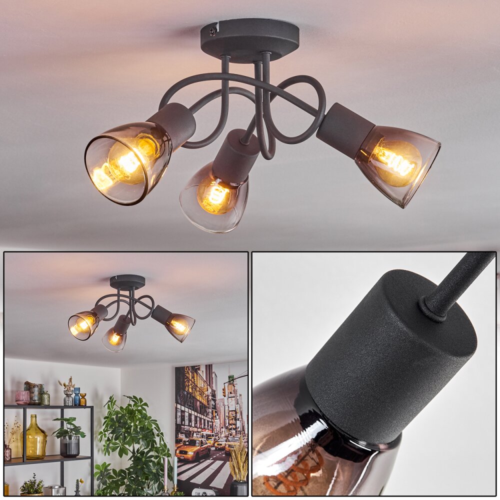 Medelim Taklampa Klart, Rökfärger, 3-ljuskällor main product photo
