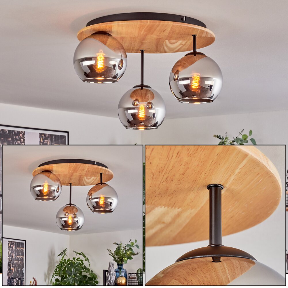 Koyoto Taklampa, kullampa 40 cm Naturfärger, Svart, 3-ljuskällor main product photo