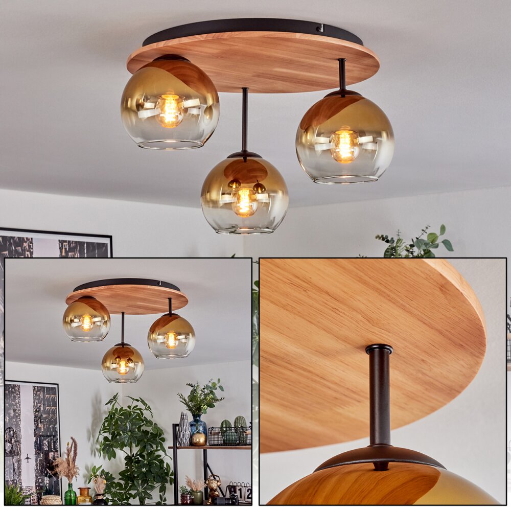 Koyoto Taklampa, kullampa 40 cm Naturfärger, Svart, 3-ljuskällor main product photo