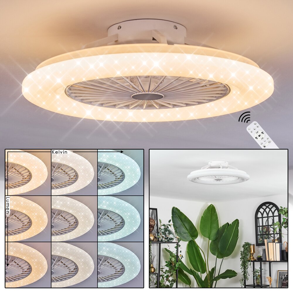 Benasal Taklampa, Takfläkt med belysning Vit, 1-ljuskällor, Fjärrkontroll main product photo