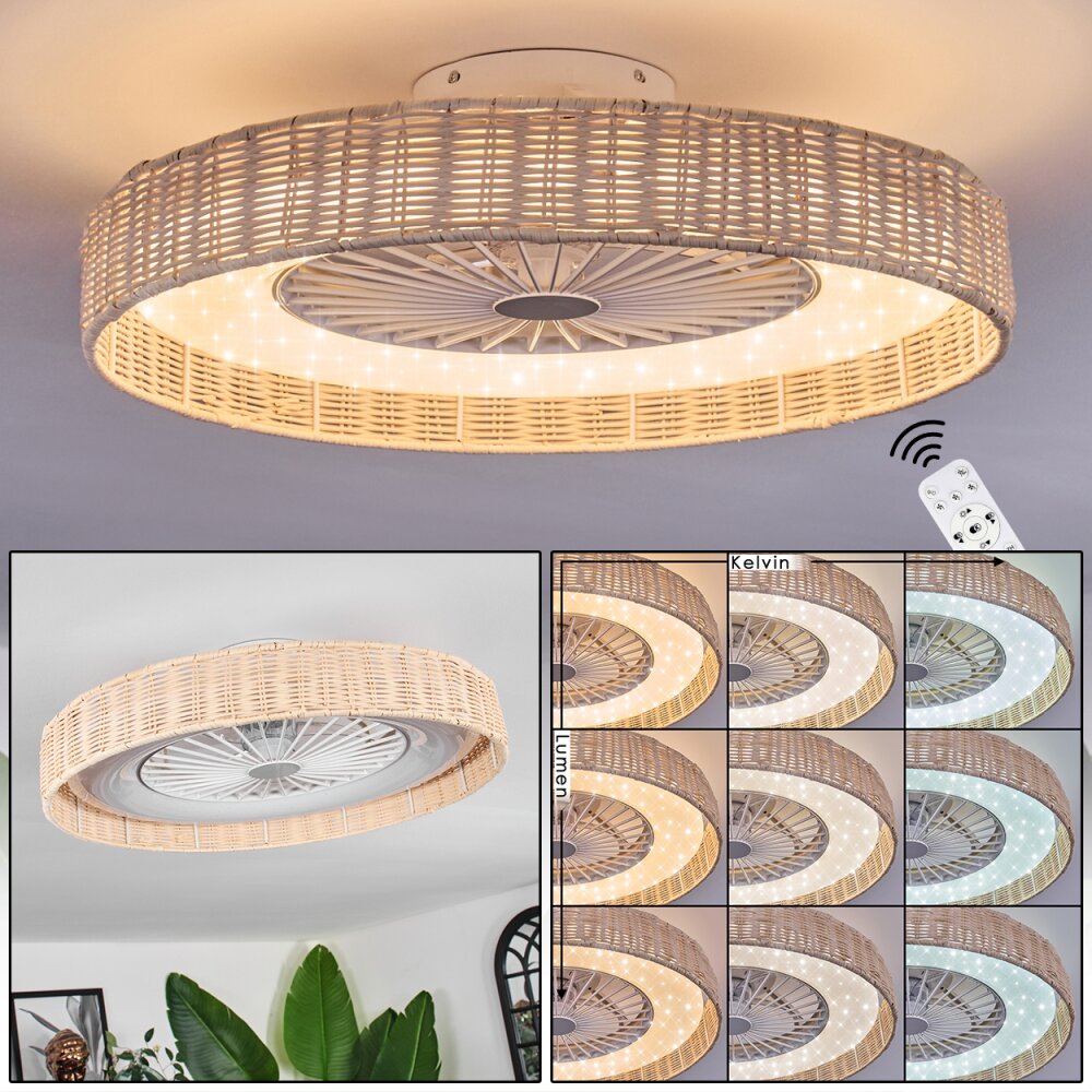 Benasal Taklampa, Takfläkt med belysning Naturfärger, Vit, 1-ljuskällor, Fjärrkontroll main product photo