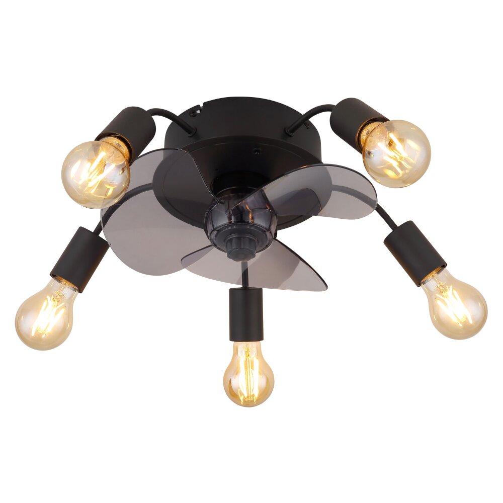 Globo Alisha Takfläkt med belysning Svart, 5-ljuskällor, Fjärrkontroll main product photo