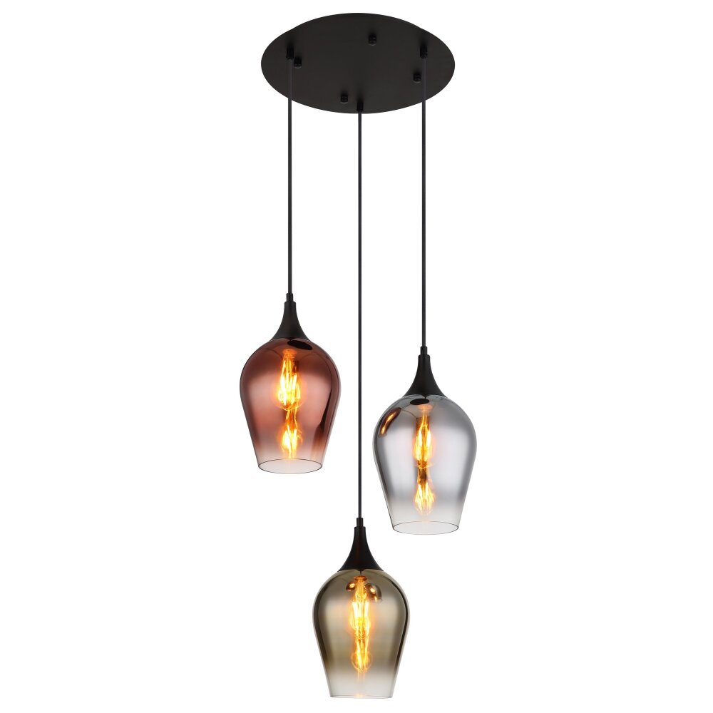 Globo Lavus Pendellampa Svart, 3-ljuskällor main product photo