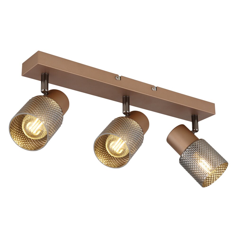 Globo Satella Taklampa, Takstrålkastare, Vägglampa, Väggspotlight Brun, Krom, Svart, 3-ljuskällor main product photo