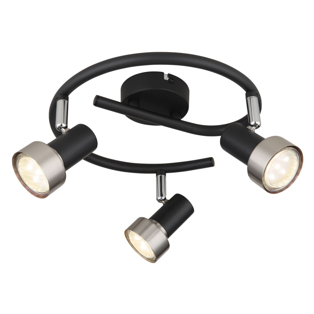 Globo Mason Taklampa, Takstrålkastare, Vägglampa, Väggspotlight Krom, Svart, 3-ljuskällor main product photo