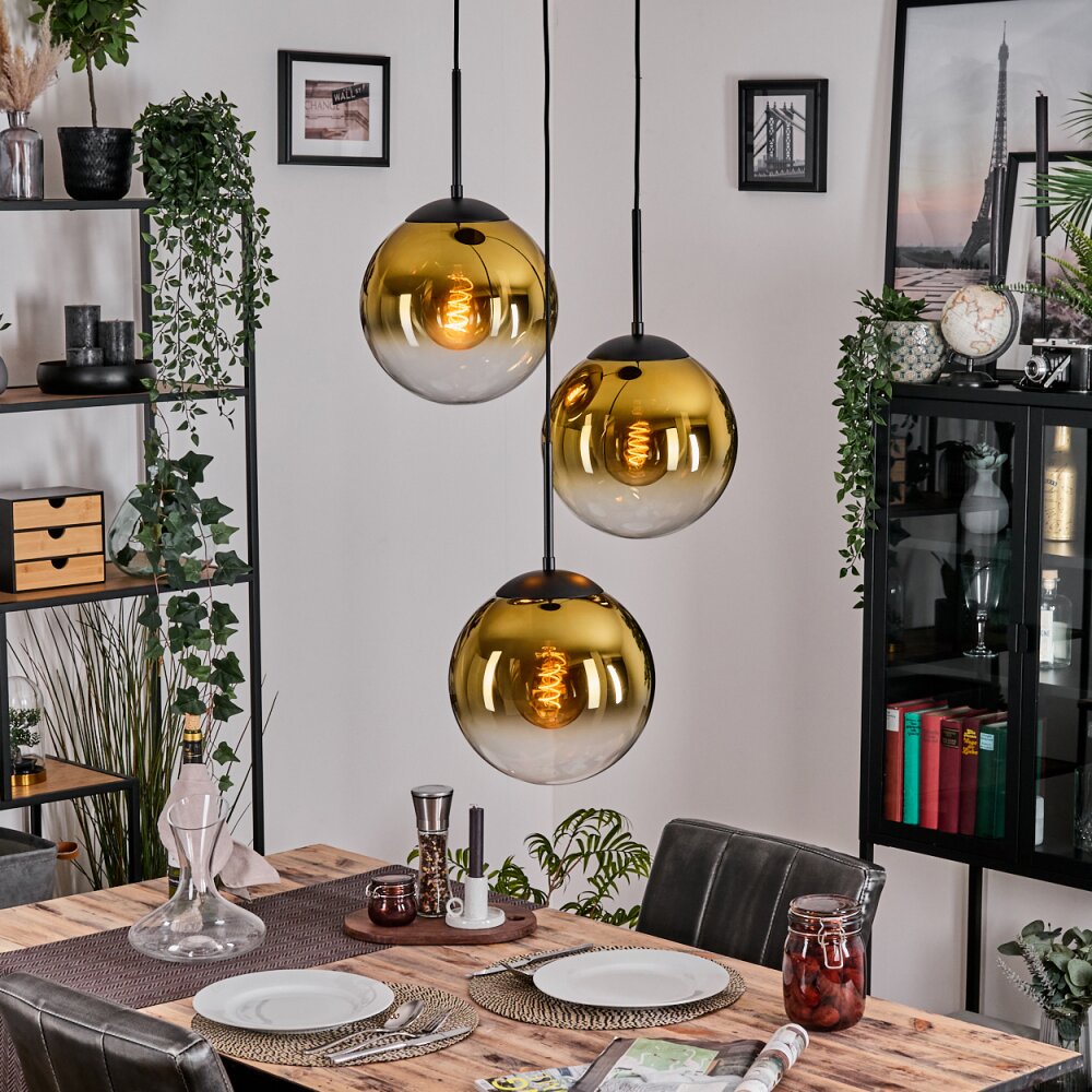 Gastor Pendellampa, kullampa 30 cm Guld, Klart, 3-ljuskällor main product photo