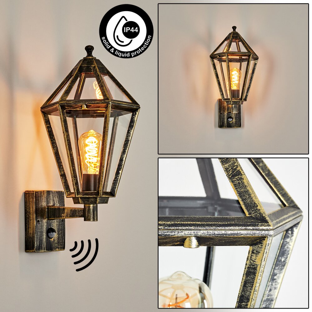 Falfosa vägglampa utomhus Guld, Svart, 1-ljuskällor, Rörelsedetektor main product photo
