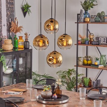 Ripoll Pendellampa, kullampa, Pendelbelysning Guld, Klart, 4-ljuskällor