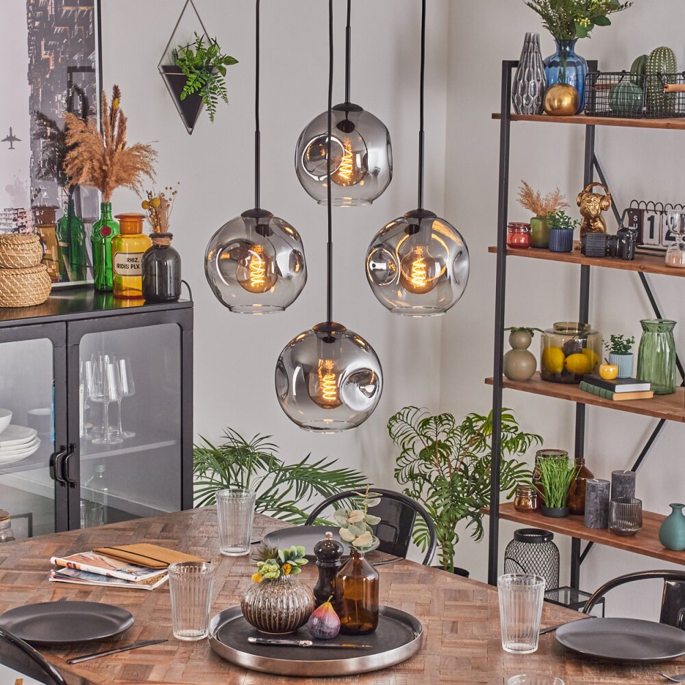 Ripoll Pendellampa, kullampa, Pendelbelysning Klart, Rökfärger, 4-ljuskällor main product photo