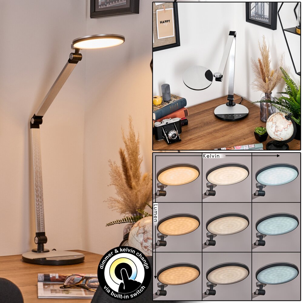 Aldeias Skrivbordslampa, Bordslampa, Läslampa LED Svart, Silver, 1-ljuskällor main product photo