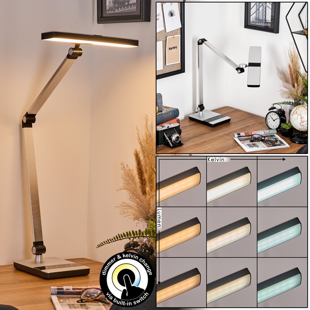 Pedreiras Skrivbordslampa, Bordslampa, Läslampa LED Svart, Silver, 1-ljuskällor main product photo