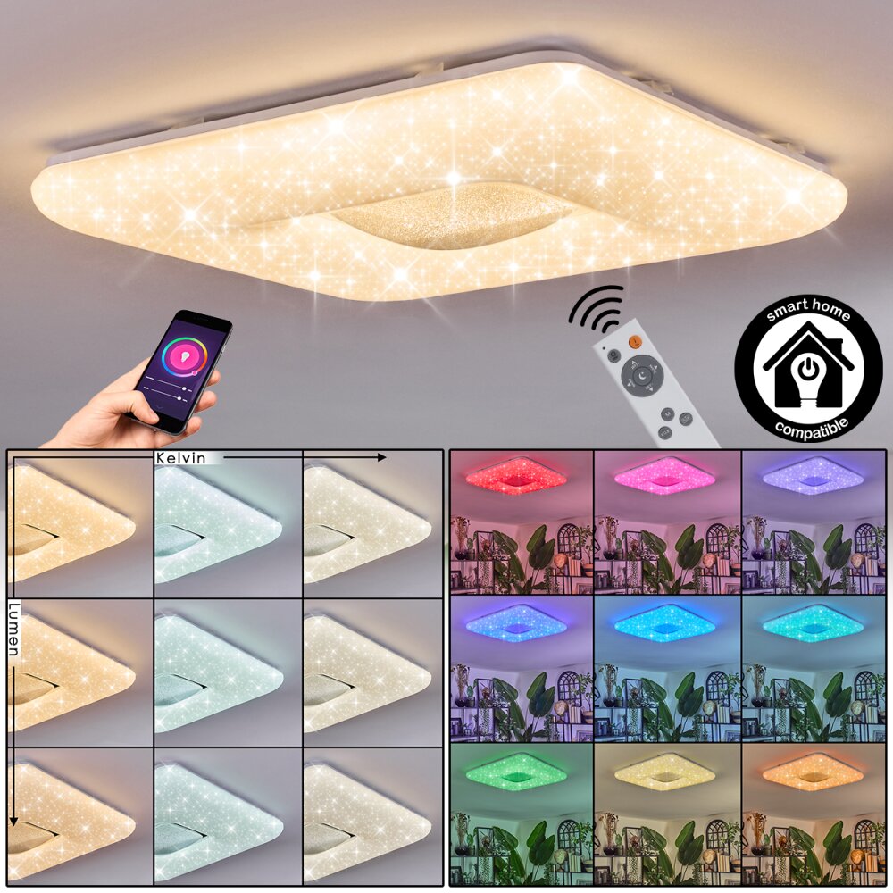 Flavlev Taklampa LED Silver, Vit, 1-ljuskällor, Fjärrkontroll main product photo