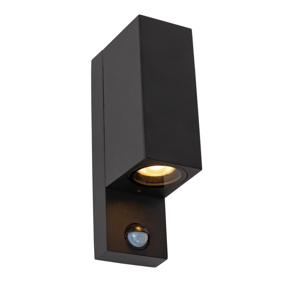 Lucide IR vägglampa utomhus Svart, 2-ljuskällor, Rörelsedetektor main product photo