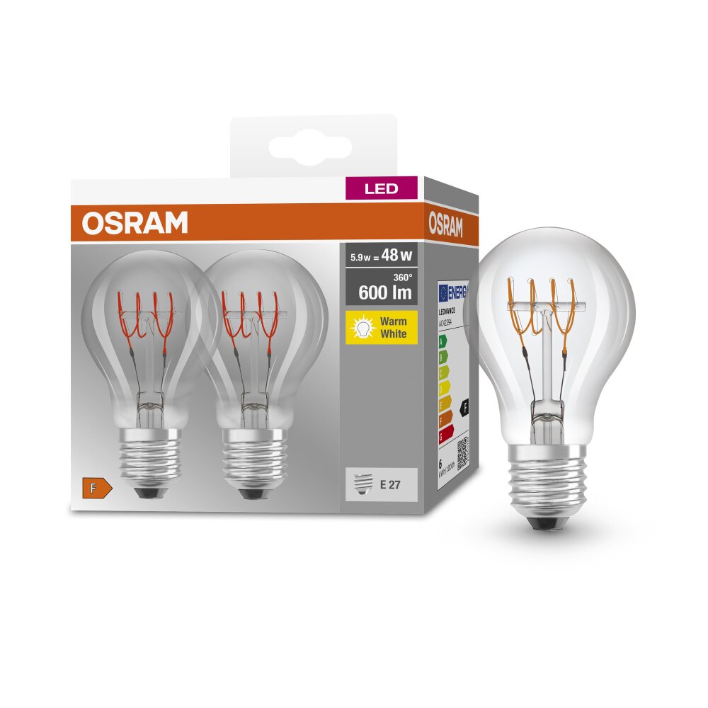 Osram E27 5.9 Watt varmvit 600 Lumen main product photo