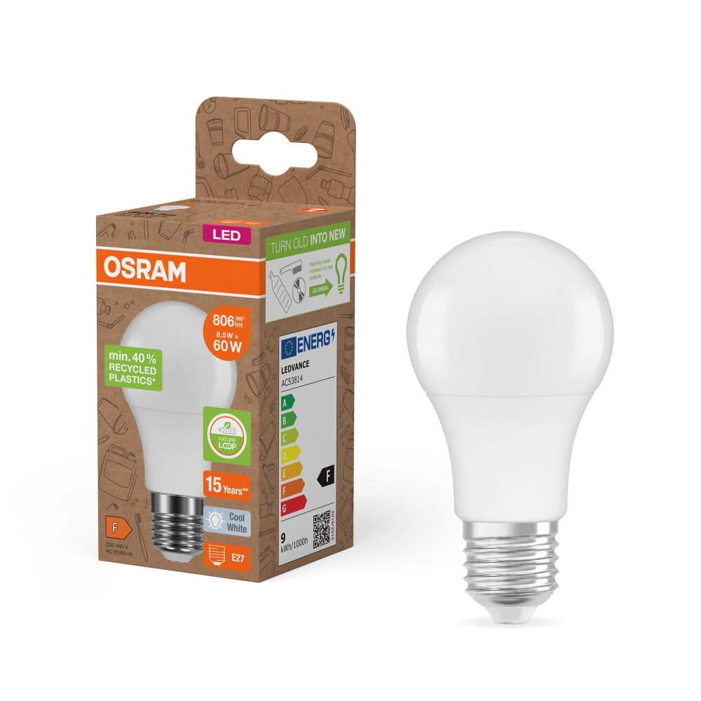 Osram E27 8.5 Watt neutralvit 806 Lumen main product photo