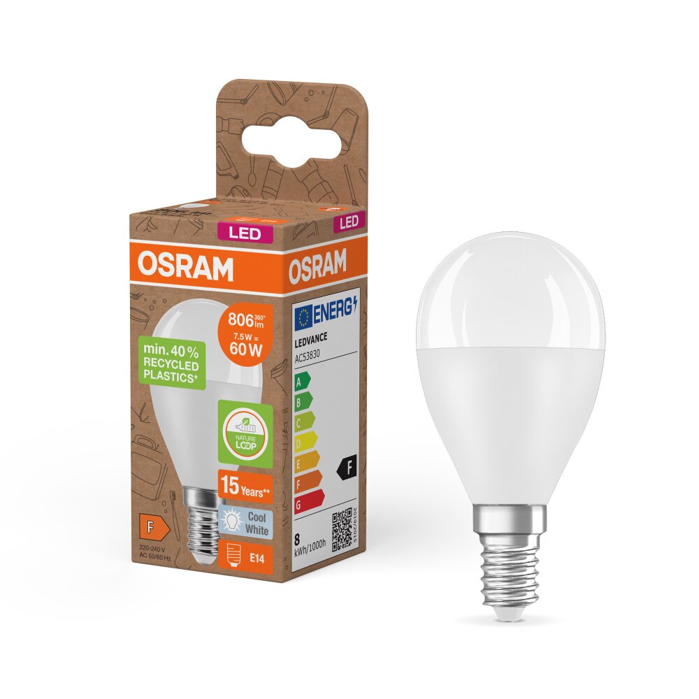 Osram E14 7.5 Watt neutralvit 806 Lumen main product photo