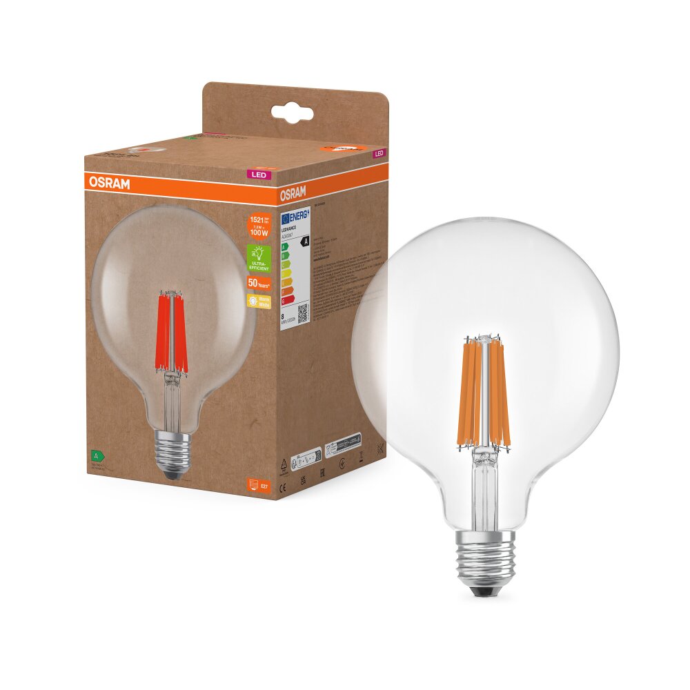 Osram E27 7.2 Watt varmvit 1521 Lumen main product photo