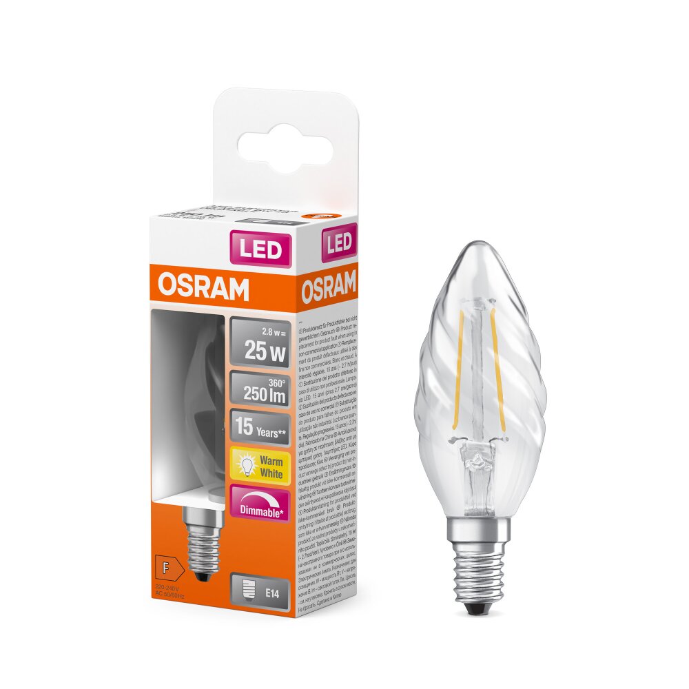 Osram E14 2.8 Watt varmvit dimbar 250 Lumen main product photo