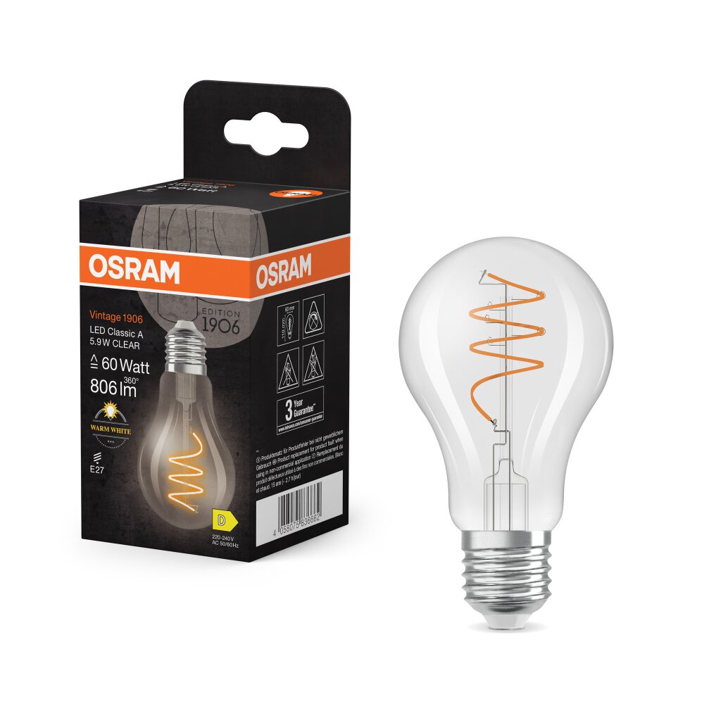 Osram E27 5.9 Watt varmvit 806 Lumen main product photo
