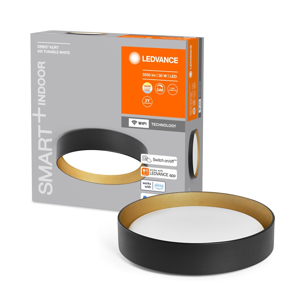 Ledvance ORBIS Vägg- och taklampor LED Guld, Svart, 1-ljuskällor main product photo