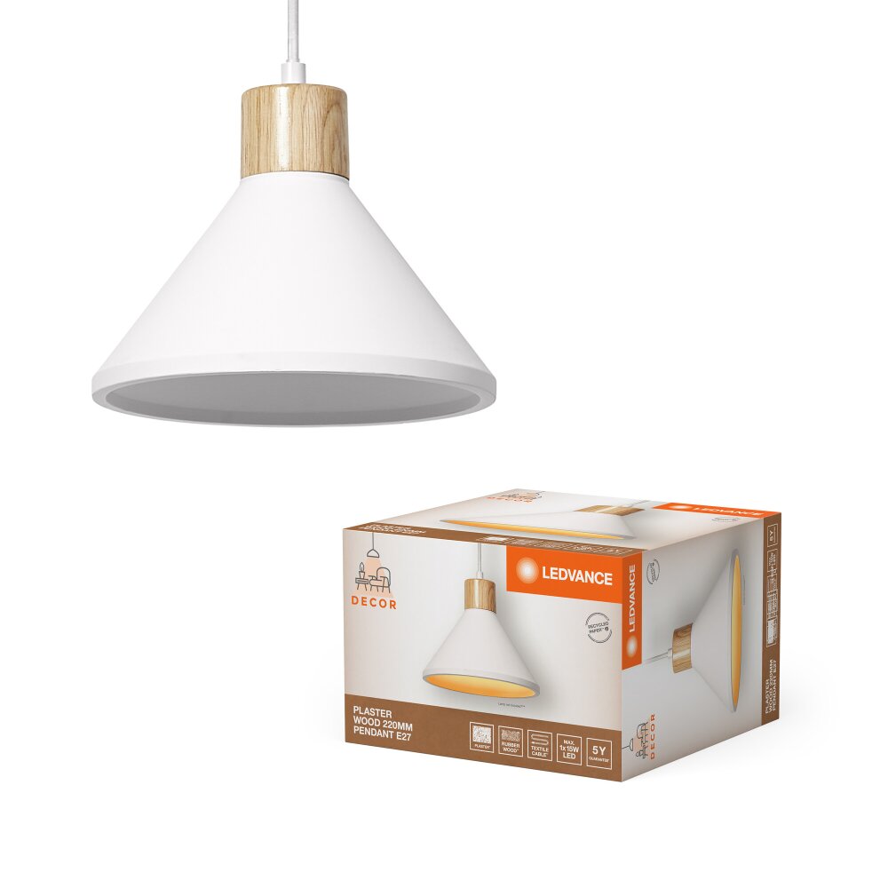 Ledvance DECOR Vägg- och taklampor träoptik, Vit, 1-ljuskällor main product photo