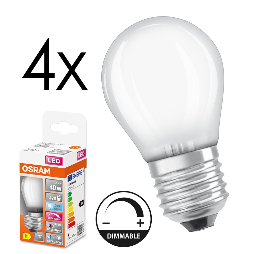 E27 LED 3.4 Watt neutralvit dimbar 470 Lumen main product photo