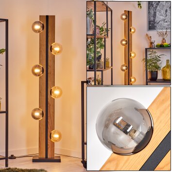 Chehalis kullampa, Golvlampa Naturfärger, Svart, 6-ljuskällor Chehalis kullampa, Golvlampa Naturfärger, Svart, 6-ljuskällor