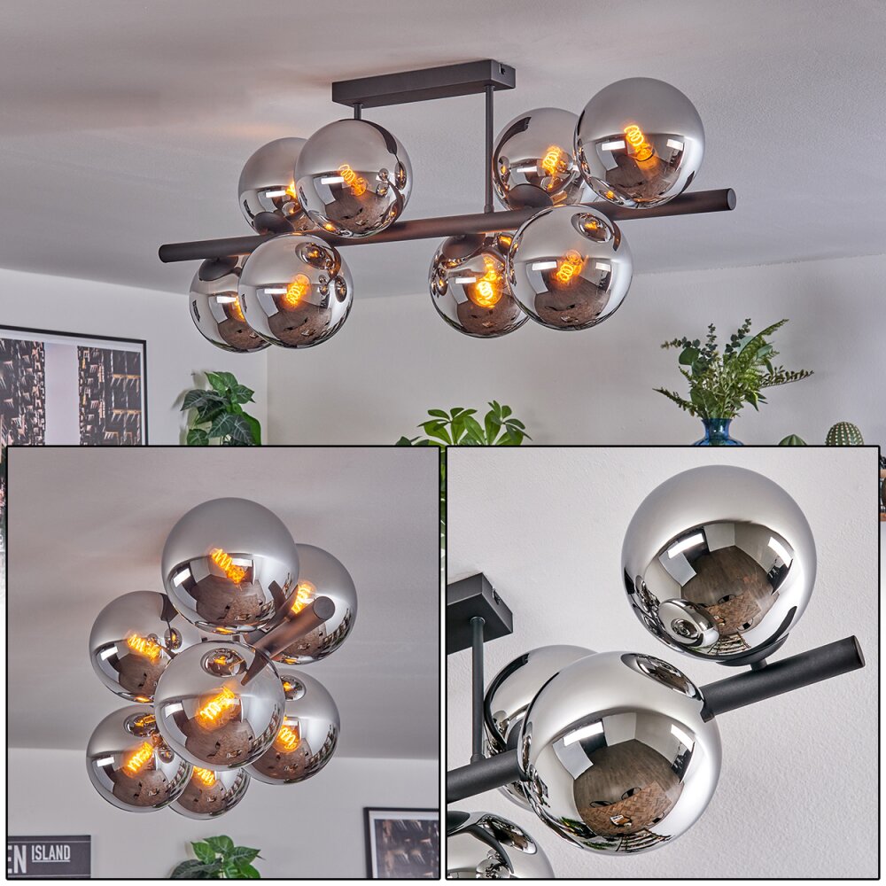Gastor Taklampa, kullampa Krom, Rökfärger, 8-ljuskällor main product photo