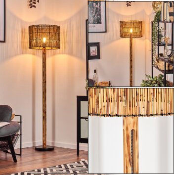 Cando Golvlampa Naturfärger, Svart, 1-ljuskällor