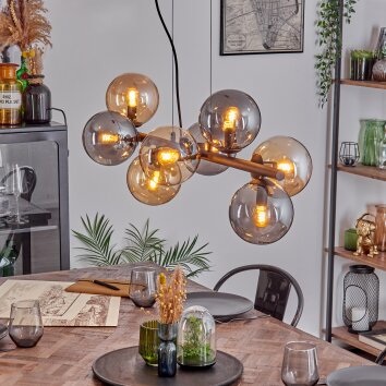 Gastor Pendellampa, kullampa, Pendelbelysning Amber, Rökfärger, 8-ljuskällor