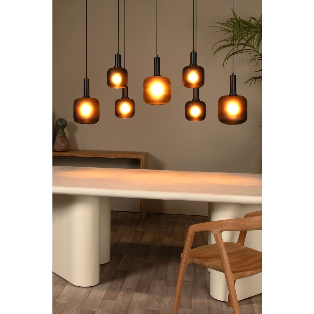 Lucide ELOISE Pendelbelysning Svart, 7-ljuskällor main product photo