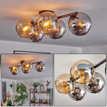 Gastor Taklampa, kullampa Amber, Krom, Rökfärger, 5-ljuskällor