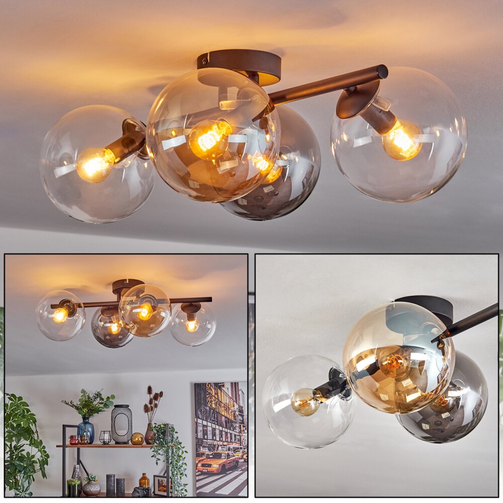 Gastor Taklampa, kullampa Amber, Klart, Rökfärger, 4-ljuskällor main product photo
