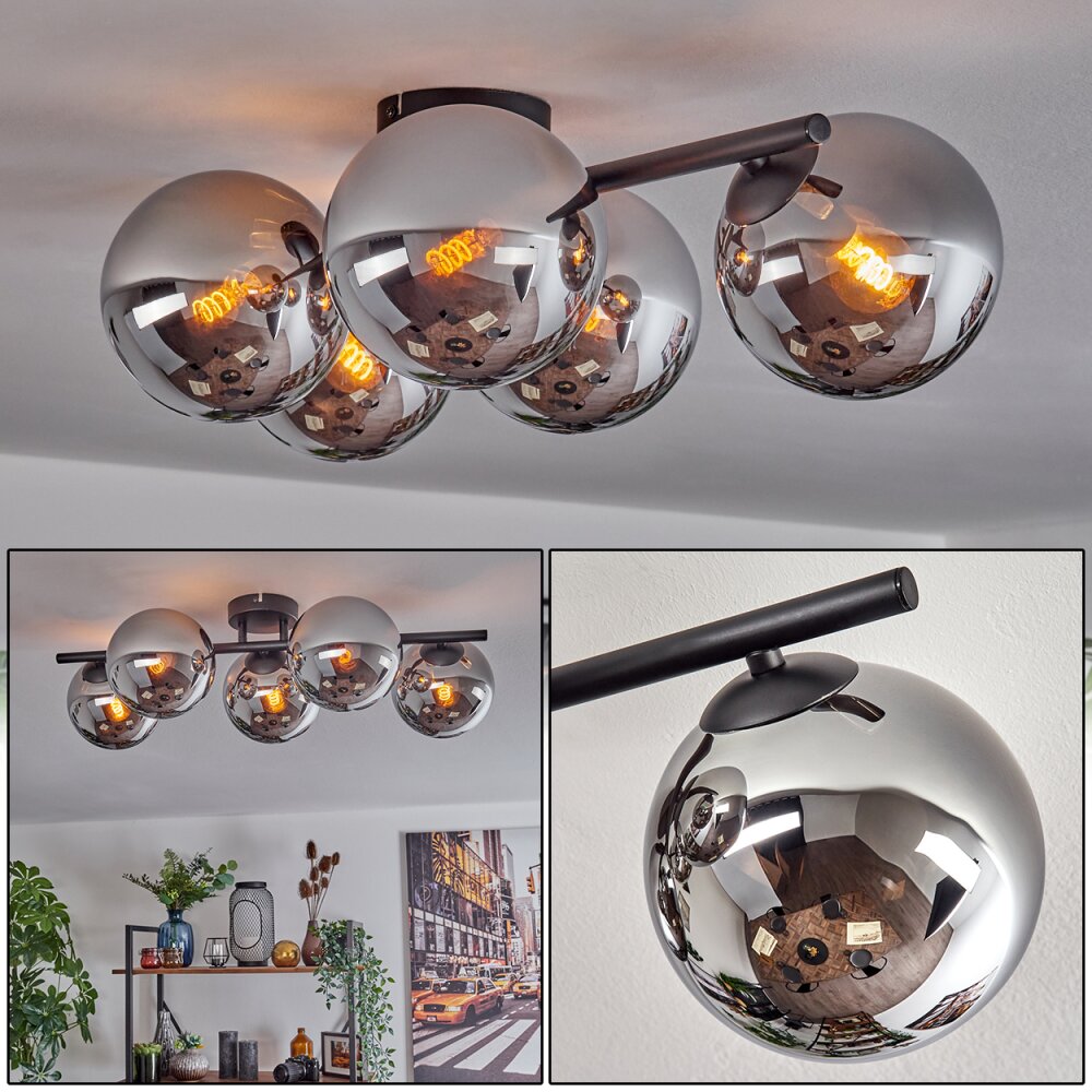 Gastor Taklampa, kullampa Krom, Rökfärger, 5-ljuskällor main product photo