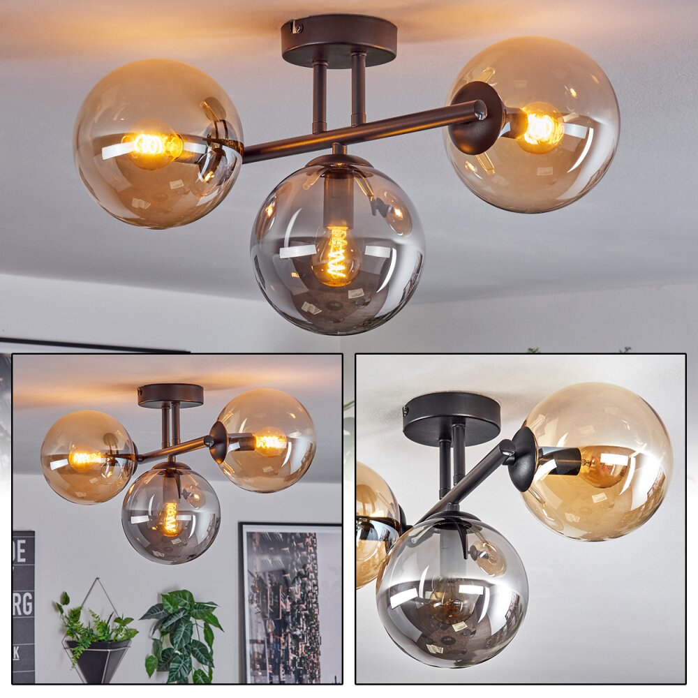 Gastor Taklampa, kullampa Amber, Rökfärger, 3-ljuskällor main product photo