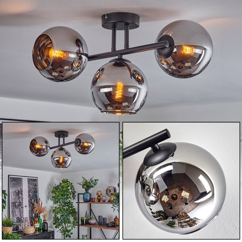 Koyoto Taklampa, kullampa Krom, Rökfärger, 3-ljuskällor main product photo
