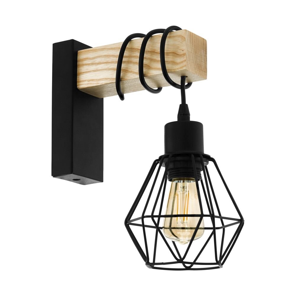 Eglo Lampor TOWNSHEND Vägglampa Brun, Svart, 1-ljuskällor main product photo