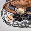 Tourais Taklampa, Takfläkt med belysning LED träoptik, Svart, 4-ljuskällor, Fjärrkontroll