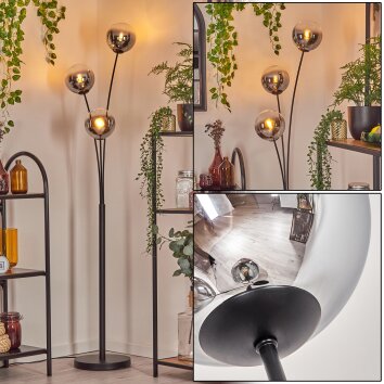 Gastor kullampa, Golvlampa Krom, Klart, Rökfärger, 3-ljuskällor Gastor kullampa, Golvlampa Krom, Klart, Rökfärger, 3-ljuskällor