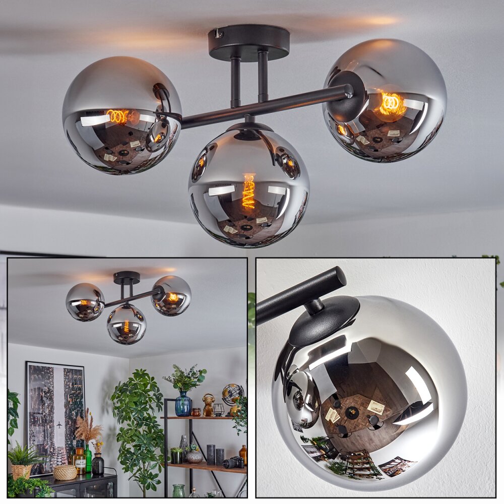 Gastor Taklampa, kullampa Krom, Rökfärger, 3-ljuskällor main product photo