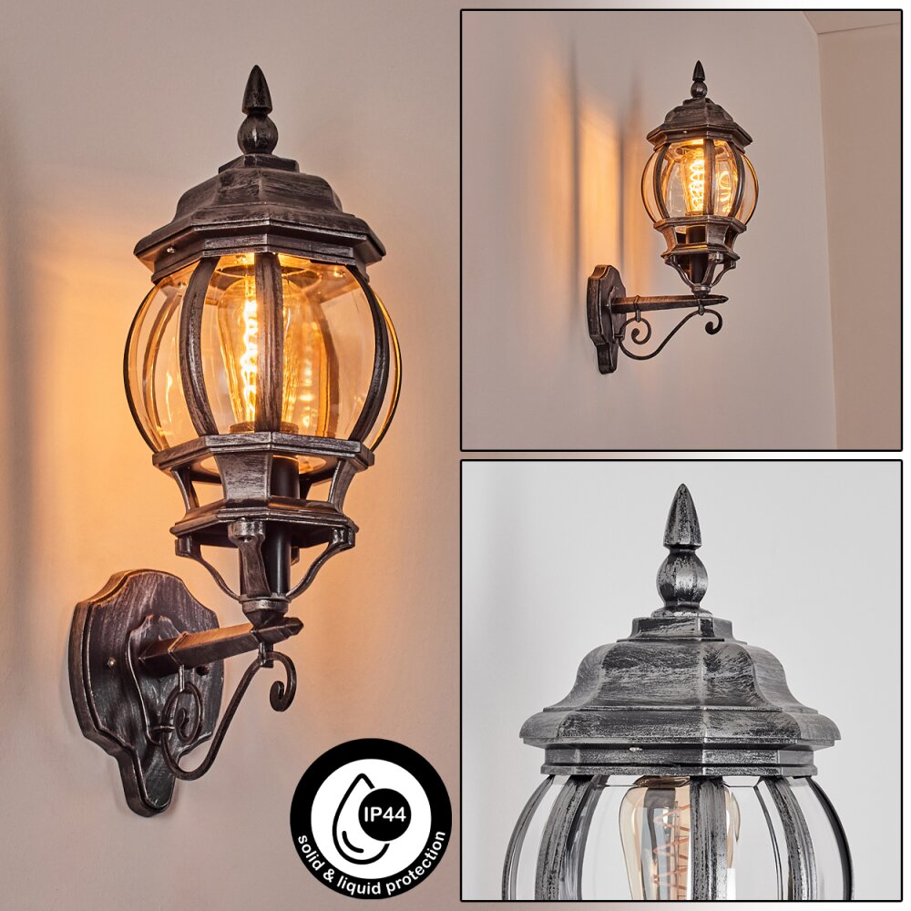 Lentua vägglampa utomhus, Vägglampa Svart, Silver, 1-ljuskällor main product photo