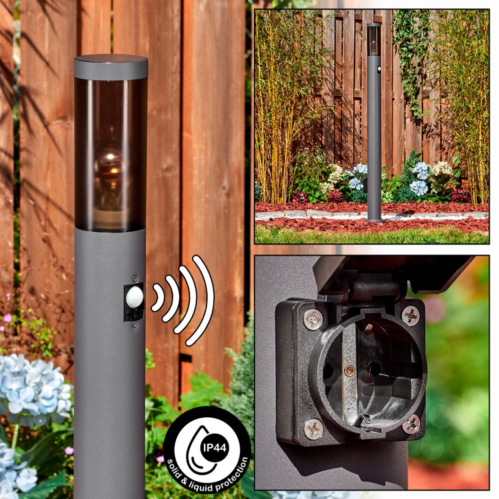 Sessa Utomhuslampa med uttag, gångvägslampa Antracit, 1-ljuskällor, Rörelsedetektor main product photo
