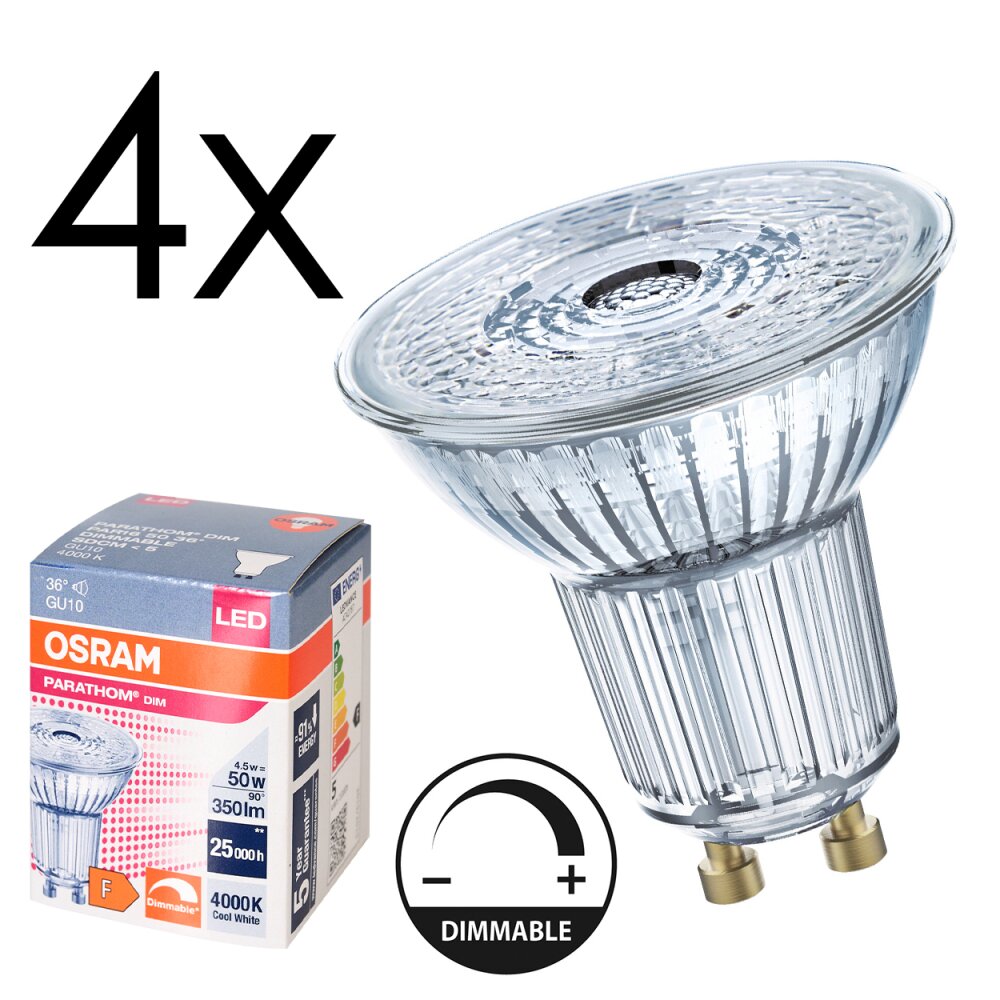 Osram GU10 LED 4.5 Watt neutralvit dimbar 350 Lumen main product photo
