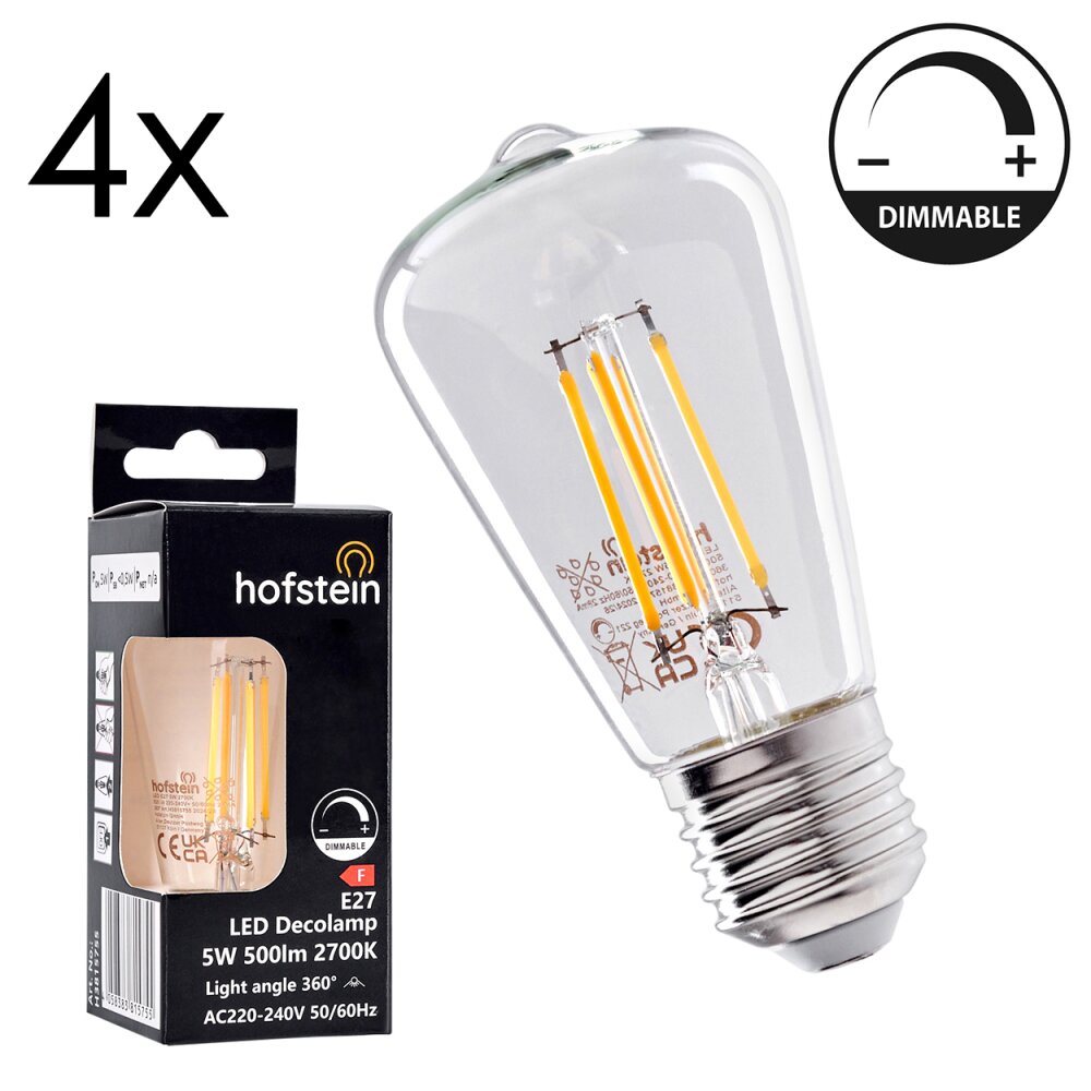 E27 LED 5 Watt varmvit dimbar 500 Lumen main product photo