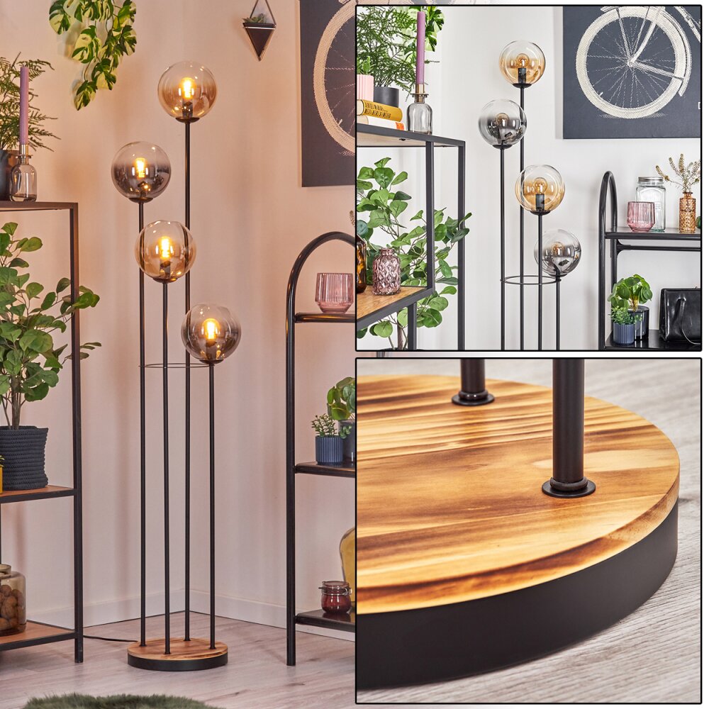 Gastor Golvlampa 30 cm Trä ljus, Svart, 4-ljuskällor main product photo
