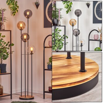 Gastor Golvlampa 30 cm Trä ljus, Svart, 4-ljuskällor Gastor Golvlampa 30 cm Trä ljus, Svart, 4-ljuskällor
