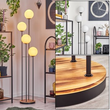 Gastor Golvlampa 25 cm Trä ljus, Svart, 4-ljuskällor Gastor Golvlampa 25 cm Trä ljus, Svart, 4-ljuskällor