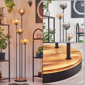 Koyoto Golvlampa 30 cm Trä ljus, Svart, 4-ljuskällor Koyoto Golvlampa 30 cm Trä ljus, Svart, 4-ljuskällor